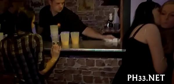  Blonde cute waiter dripping puss